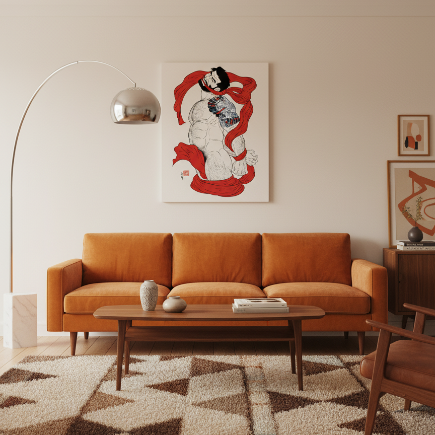 "Crimson Restraint" — Limited Edition Framed Fine Art Print by Gengoroh Tagame